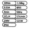 10Nm Kapcsolós motor SW40 redőnyhöz (OM 35 S-10/17) műszaki adatok