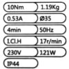 Rövid 10Nm kapcsolós motor 40mm fémtengelyhez. (OM 35 SD-10/17) műszaki adatok